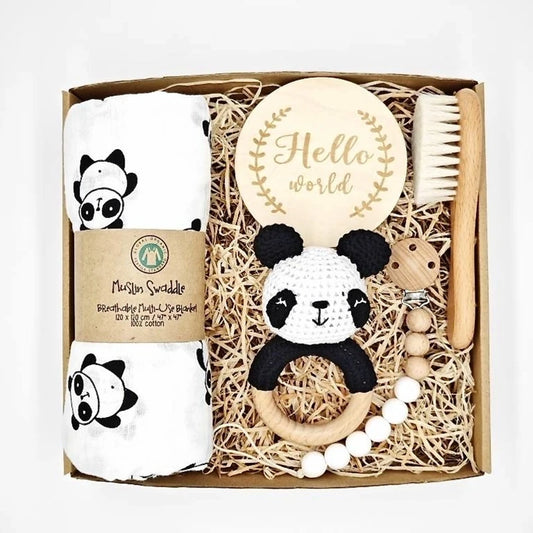 Muslin Blanket Crochet Wooden Gift Set