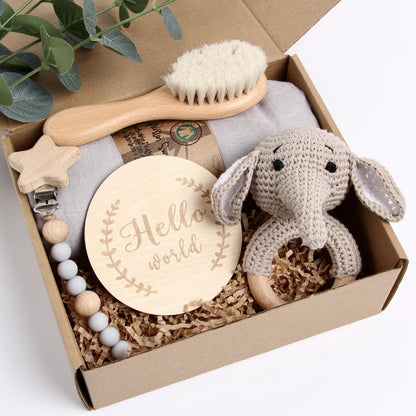 Muslin Blanket Crochet Wooden Gift Set